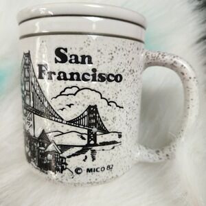 Vintage 1982 MICO San Francisco Souvenir Mug Speckled Ceramic Golden Gate Bridge
